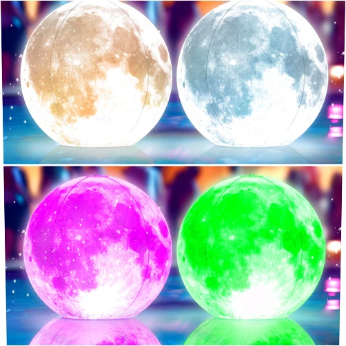 TIALLY Floating Pool Lights - Full Moon and Crescent Moon Inflatable Pool Lights That Float, Color Glow Solar Lights for Pool Party and Weddings Decorations