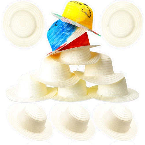 Mepase 20 Pcs DIY Straw Hat Set Beach Summer Work Farmer Hats for Men Women Kids Cowboy Birthday Party Decoration
