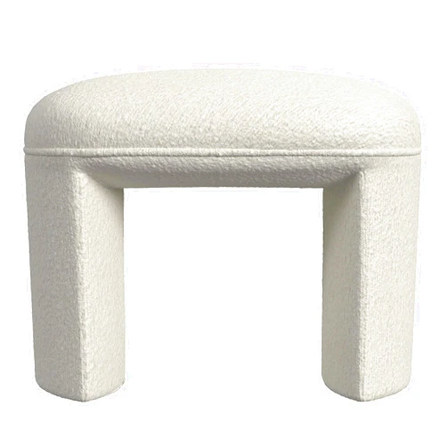 HomePop Quinn Modern Ottoman Home Décor|Ottoman for Living Room & Bedroom - Cream White Boucle