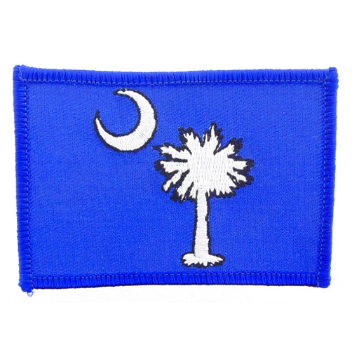 Artisan Owl South Carolina State Flag Rectangle Embroidered Patch, with Iron-On Adhesive