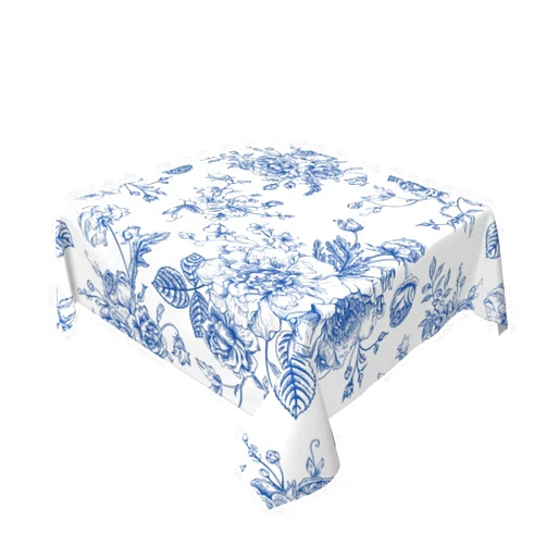 AEIOAE Spring Tablecloth 54x54 Inch Square, Blue Watercolor Flower Table Cloth, Chinoiserie Floral Tablecloths Polyester Fabric Farmhouse Decorative for Spring Home Kitchen Dining Party