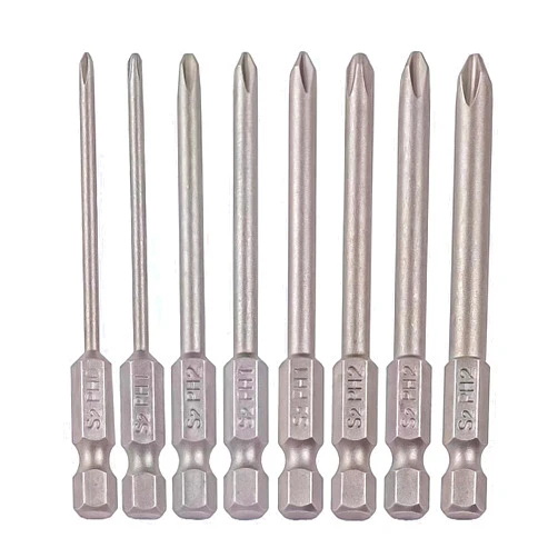 VESTTIO Phillips Cross slot Screwdriver Bit Set 8PCS 1/4 Inch Hex Shank 3 Inch/75 mm Length S2 Steel with Magnetic for Power Screwdriver Impact Drill