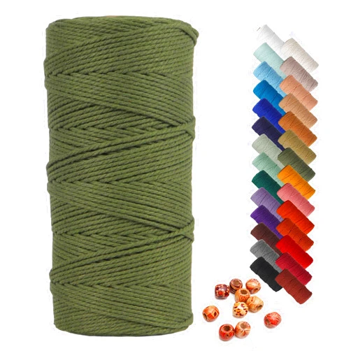Loving Basso Macrame Cord 2mm x 220 Yards Army Green,Natural Cotton Macrame Rope 4 Strands Twisted Macrame Cotton Cord for Wall Hanging,Cotton Rope Macrame 2mm Twine for Crafts,Bakers Twine, Gift Wrapping Twine