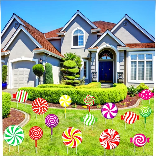 Patelai 20 Pcs Candy Christmas Decorations Outdoor Yard Signs Peppermint Xmas Lawn Ornaments Round Lollipop Candy Lawn Yard Stake Ornaments Lollipop Christmas Porch and Tree Lawn Decor(Various Styles)