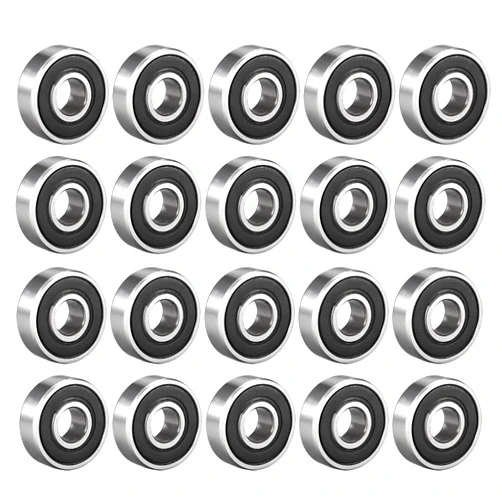 uxcell 608-2RS Deep Groove Ball Bearing Double Rubber Sealed 180016, 8mm X 22mm X 7mm High Carbon Steel Z1 Bearings (Pack of 20)