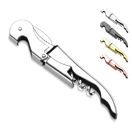 Kyraton Waiter Corkscrew Wine Key Wine Opener with Foil Cutter,Stainless Steel Classic All-in-one Corkscrew Double Hinged Corkscrew Bottle Opener For Beer Bar Restaurant Waiters, Set For 1 (Silver)