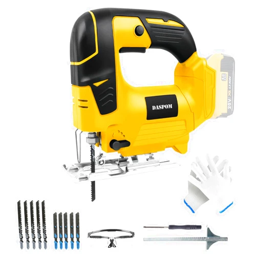 Daspom Cordless Jig Saw Compatible with Dewalt 20V Battery, Brushless Orbital Jigsaw with 2600 Blade Speed, with 10pcs Blades, 4 Orbital for Wood, Plastic and Metal Cutting (No Battery)