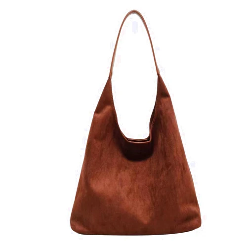 KAOBIO Suede Hobo Bags for Women Retro Slouchy Bag Office Hobo Handbag Shoulder Bag Top-handle Tote Handbag