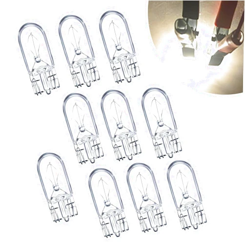 Nowkont 10 PCS Flat Foot T10 Car Small Light, High Transmittance Instrument Light, Halogen Width Indicator Light, Universal for Most Cars, Trucks and Vans (White #03)