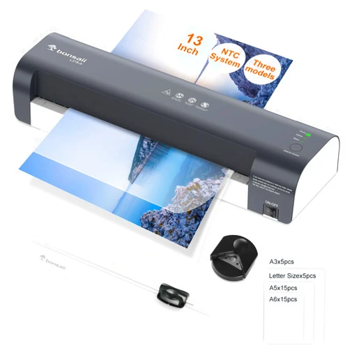 Bonsaii Laminator, 13 Inch 7-in-1 Thermal Laminator Machine with Never Jam Technology, Laminator with 40 Laminting Sheets for Home, Office, and Classroom Organization Supplies