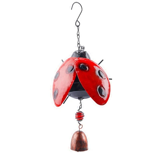 GORGECRAFT Metal Ladybug Wind Chime Lucky Wind Bell Rustic Home Ornaments for Garden Yard Patio Indoor Outdoor Hanging Decoration