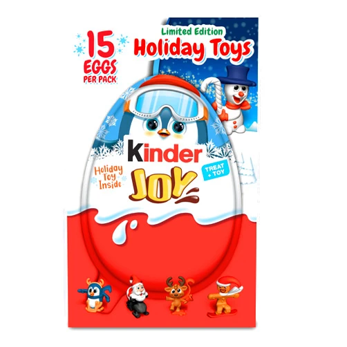 Kinder Joy Eggs Holiday Treat Plus Toy, Sweet Cream and Chocolatey Wafers, Individually Wrapped, 0.7 Oz. (Pack of 15)