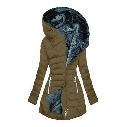 maisdgop Womens Winter Coats Mid Length Sherpa Lined Warm Heavy Jackets Thickened Windproof Outerwear With Fur Hood