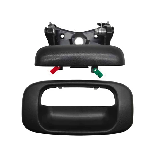SKCEIDA Tailgate Handle Latch and Bezel Trim with Rod Clips for 1999-2007 Chevy Silverado/GMC Sierra 1500 2500 3500 HD Truck 15228539 15997911 15228541 15228540