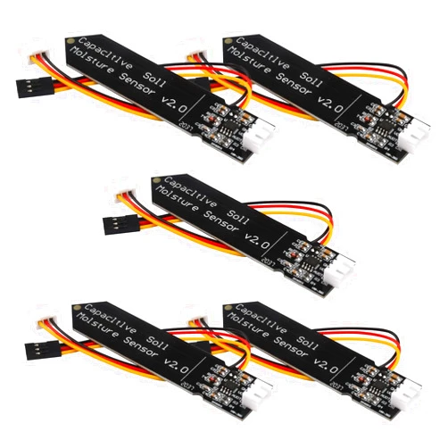 diymore 5pcs Capacitive Soil Moisture Sensor Module TLC555 3.3-5.5V Wide Voltage Wire Corrosion Resistant Soil Humidity Detection 3-Pin Gravity Sensor Garden Watering DIY Module