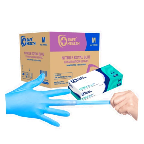Safe Health Nitrile Exam Disposable Gloves, Latex Free, Powder Free, Blue, Case of 1000, Medium, Textured, 3.5 mil, Medical Grade, Food, Tattoo, Nursing, Cleaning, School
