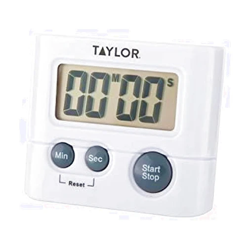 Taylor Digital Timer with 99 Minute 59 Second Display, Easy to Use, White Compact Design for Kitchen Cooking, Baking, and Timing Needs