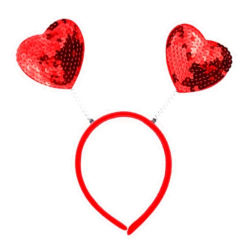 QDTK Heart Headband Red Sequin Heart Hair Hoop Valentine's Day Head Boppers Hair Band Valentine Party Hair Accessories for Holiday Festival