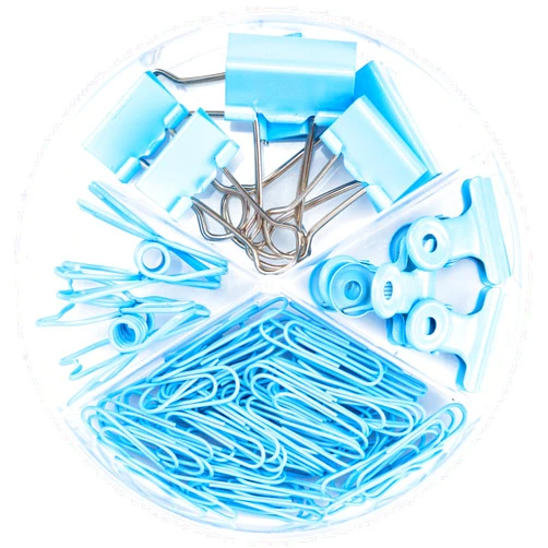 Lzzabo Binder Clips and Paper Clips, Assorted Sizes, Blue, Set of Multiple Pieces