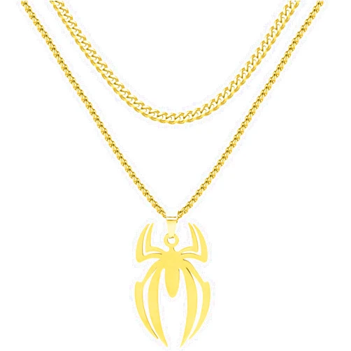 GulCean Spider Necklace for Men Women Titanium Stainless Steel Gold Silver Lightweight Fashion Anime Goth Cool Hippie Spider Man Pendant Necklace