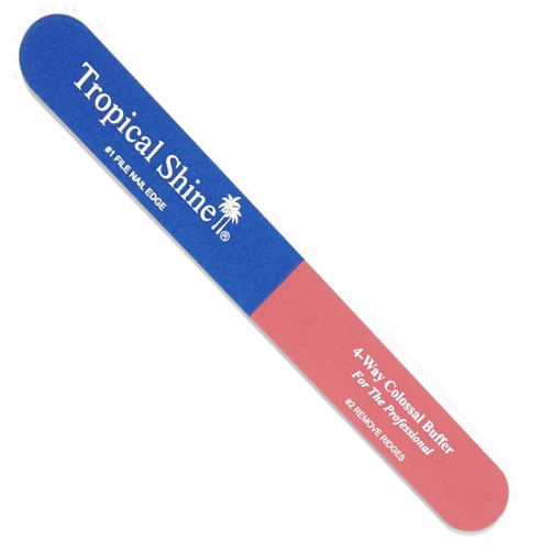 Tropical Shine Colossal 4-Way Blue-Pink Buffer - Professional Nail File & Buffer for Shaping, Smoothing, and Polishing Nails - Compact and Portable Nail Care Accessory (707330)
