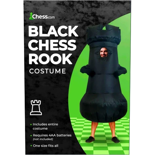 The House of Staunton Chess.com Unisex Inflatable Rook Chess Piece Costume – One Size Fits All (Black)