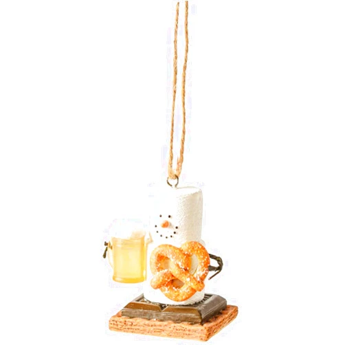 Ganz MX179683 S'Mores Beer & Pretzel Decorative Hanging Ornament, 2.75 Inches Height, Multicolor,Birthday