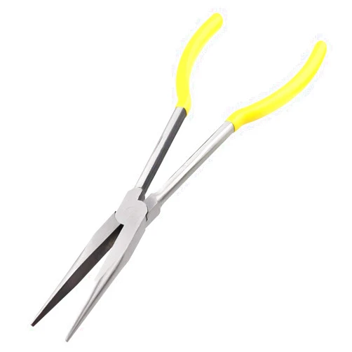 BQKKWIN 11 Inch Long Reach Long Nose Pliers | Designed for Mechanics, Technicians, and Contractors | Work with Delicate or Difficult-to-Reach Pieces | Milled-Jaws | Steel “Needle Nose