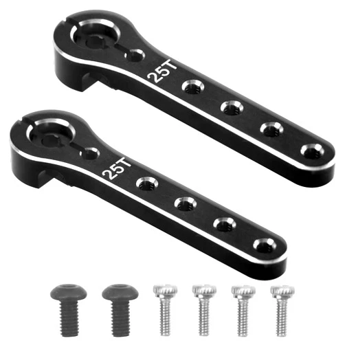 Share Goo 2Pcs ShareGoo 25T Servo Horn 56mm Metal 25 Teeth Extension Steering Servo Arm Compatible with 30-100CC Balsa Airplanes RC Plane Helicopter Car (Black)