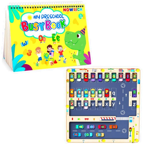 NOWRICH Magnetic Alphabet Maze Letter Puzzle, Preschool Toddler Learning Activities, Dinosaur Busy Book for Toddlers 3-5