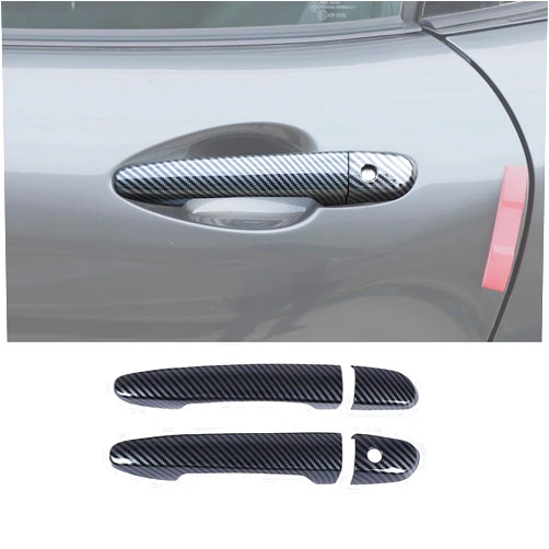 Qiosreui Exterior Door Handle Cover Trim for Mazda MX-5 Miata 2016-2021 Accessories, Outer Car Body Side Door Handles Cover Protector (Without Smart Keyhole, Carbon Fiber)