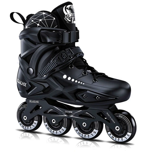 SLJJLHX Inline Skates for Men Women,Performance Fitness Roller Skates Blades Adult Male Female, Comfortable Breathable Racing Skates with Washable Lining, Beginner Unisex,Outdoor/Indoor,Black