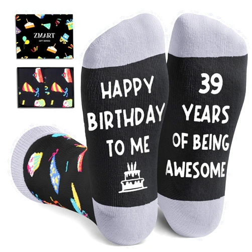 Zmart 39th Birthday Gifts Ideas for Men - Socks for 39 Year Olds, 39th Birthday Gifts for Him Her, Best Gifts for 39 Year Old Man Woman