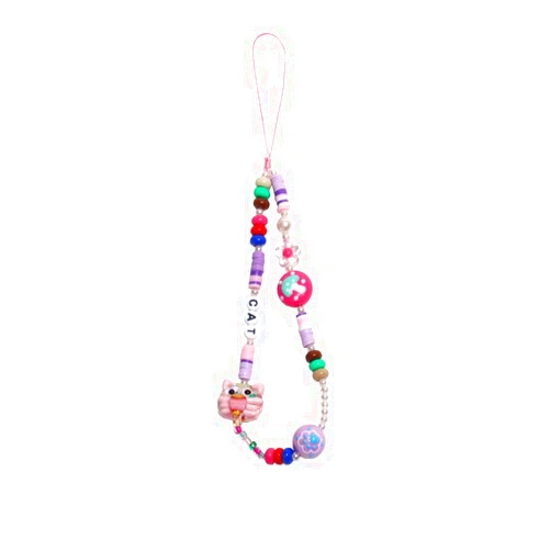FUUSGX Cute Bead Phone Lanyard Wrist Strap Butterfly Animal Handmake bead Phone Charm Rainbow Color Y2K Phone charm Strap