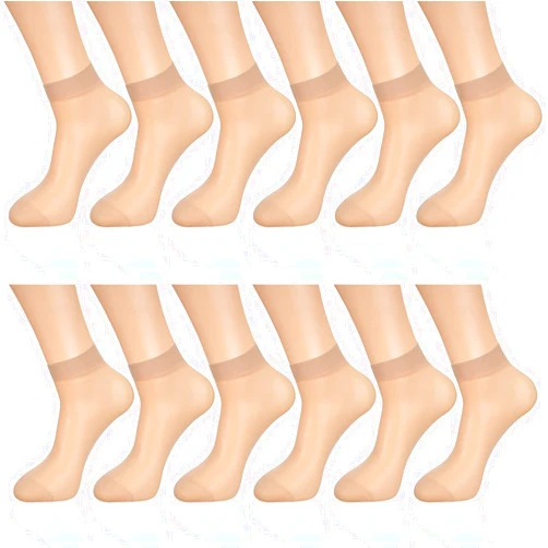 Geyoga 12 Pairs Sheer Ankle Socks Thin Nylon Transparent Ankle High Hosiery Socks Short Dress Stockings for Women and Girls
