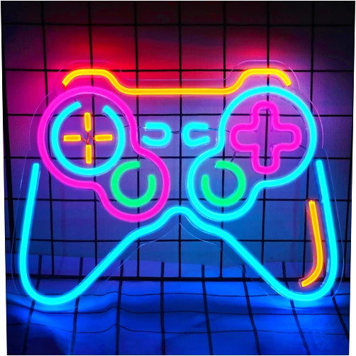 Eufrozy Gamer Neon Signs for Gaming Room Decor, 6 Dimmable Game Controller Neon Light, Blue Gamepad Shaped Led Sign for Teen Boys Room Wall Decor/Kids Gifts/Bedroom/Man Cave/Playstation/Video
