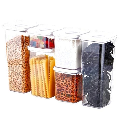 Neoflam Smart Seal 6pc Patent Airtight Kitchen Pantry Canister/Organizer Clear Plastic Container & Simple Twist Lids, 100% Leak Proof, Dishwasher Safe, BPA Free, Dry Food Storage Set, White