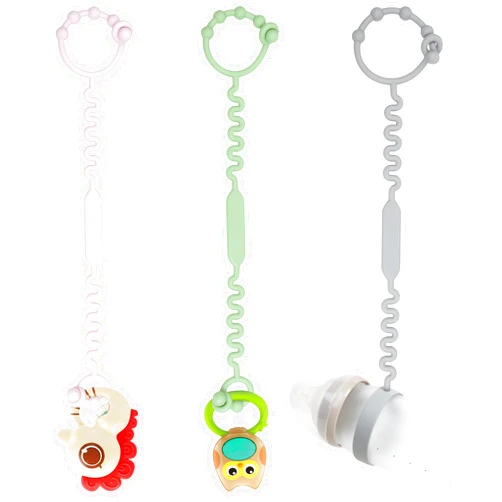 LJOWJVA Toy Straps for Stroller, Pacifier Holder Clip with Self-Adjusting Bayonet, Pure Silicone Material Without BPA; Can Be Used for Teethers, Feeding Bottles, Toys, Baby Cribs, High Chairs(Pink-3ps)
