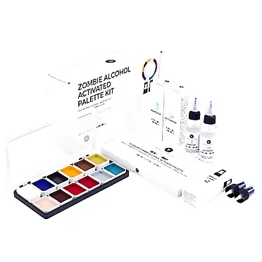 Narrative Cosmetics 12 Color Zombie Alcohol Activated Makeup Palette Kit - Includes Alcohol Activator and Moisturizing Remover - Waterproof SFX Makeup for Professional Makeup Artists Kit (Palette + Alcohol Activator + Remover)