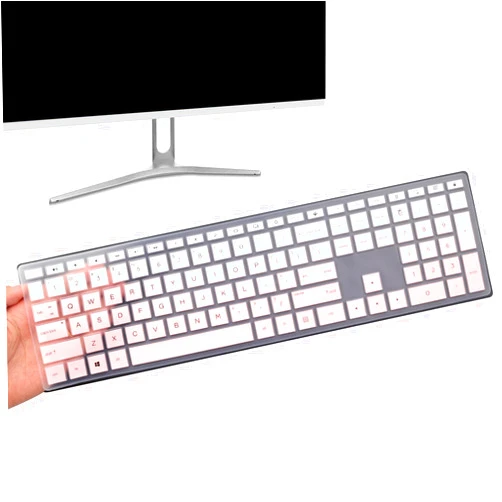 UUONDO Keyboard Cover for HP Pavilion 27 inch All in One Desktop 27-xa0014/27 Xa0055Ng/0370Nd/0076Hk/0010Na, HP Pavilion 24-inch 24-xa0020 Xa0002A Xa0032 xa0013w,HP Pavilion Wireless Keyboard-Ombre Pink…