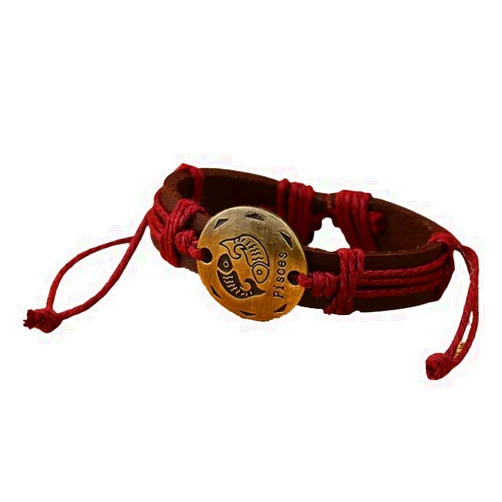 Sharron Renée DHARK RHED Leather ZODIAC Bracelets Unisex Astrology Capricorn Aries Taurus Gemini Cancer Leo Virgo Libra Scorpio Sagittarius Aquarius Pisces Black Brown Red Chocolate QTY: 1