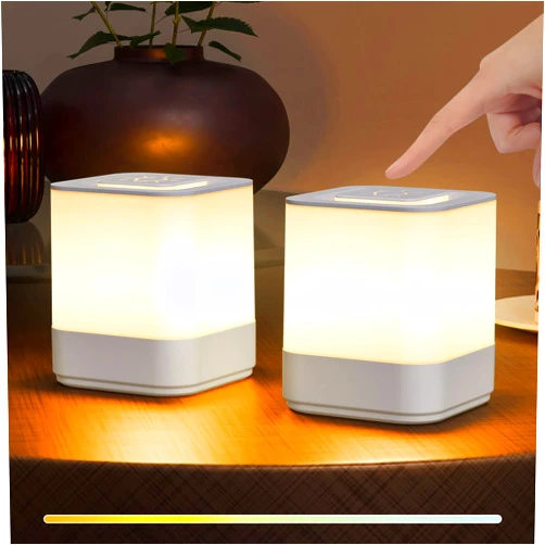 uuffoo 2 Pack Rechargeable Night Light Lamp 3 Modes Touch Dimmable LED Portable Table Lamp Battery Operated, Small Cordless Lamp for Bedroom Travel Bathroom Cruise