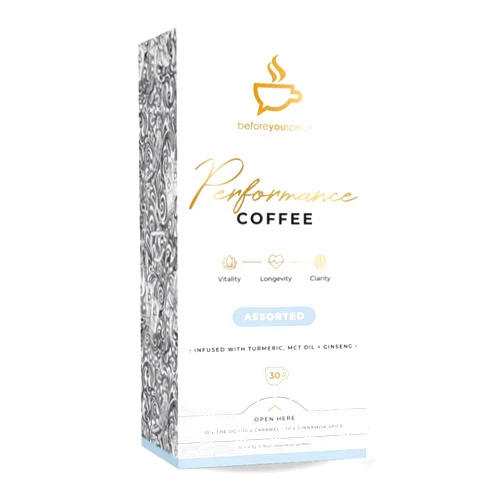 beforeyouspeak ONE Assorted High Performance Coffee, Premium Arabica Coffee, 10xOG packets 10xCaramel packet 10xCinnamon Spice packet