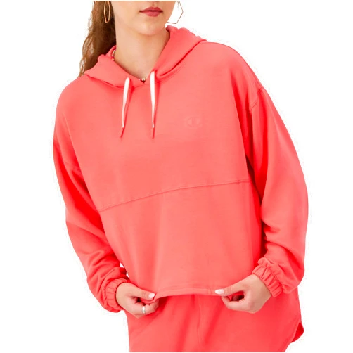 Champion Touch, Sweatshirt, Soft and Comfortable Hoodie for Women, High Tide Coral C Logo, Medium