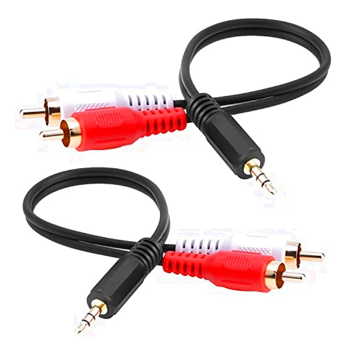 eBoot 3.5mm Audio Cable Male to 2 RCA Male Cable Stereo Audio Y Cable Adapter 6 Inch, 2 Pack