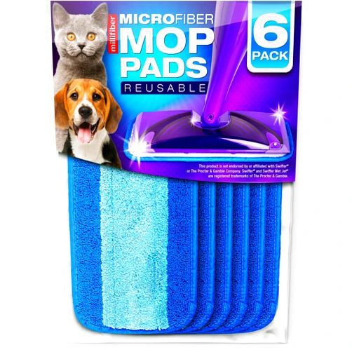 Millifiber Reusable Mop Pads Compatible with Swiffer WetJet (6 Pack) - Microfiber Mop Refill for Wet Mopping Cloths - Hardwood Floor Cleaning Spray Pads are Reusable Replacements