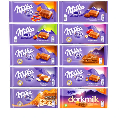 Milka Chocolate Assortment Variety Pack of 10 Full Size Bars - Randomly Selected No Duplicates