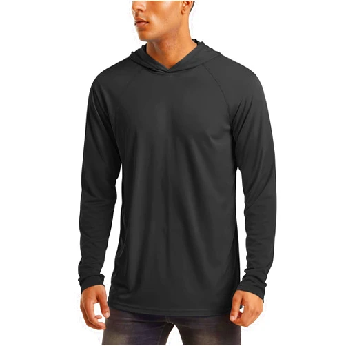 MAGCOMSEN Men's Hooded UPF 50+ Sun Protection T Shirts Long Sleeve Athletic Fishing Shirts Rash Guards