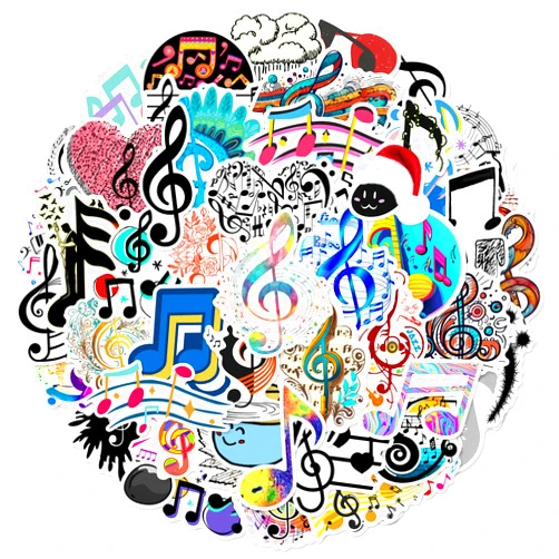 YULILO 60Pcs Music Stickers for Water Bottles Vinyl Musical Note Sticker for Kids Waterproof Music Stickers for Laptop Guitar Hydroflask Scrapbooking Journaling (Musical)
