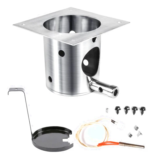 QuliMetal 304 Stainless Steel Fire Burn Pot and Hot Rod Ignitor Kit Replacement Parts for Traeger and Pit Boss Pellet Grill Burner, Fire Pot Accessories with Ash Remover, Screws and Fuse